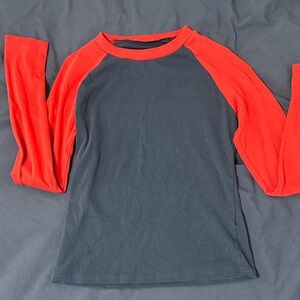 Edikted Kids Long Sleeve Red and Black Raglan Tee